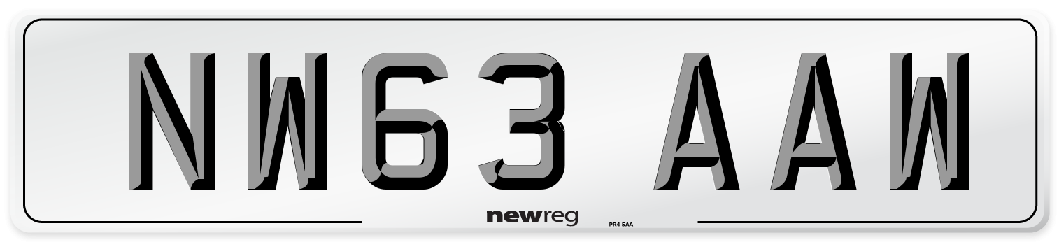 NW63 AAW Number Plate from New Reg